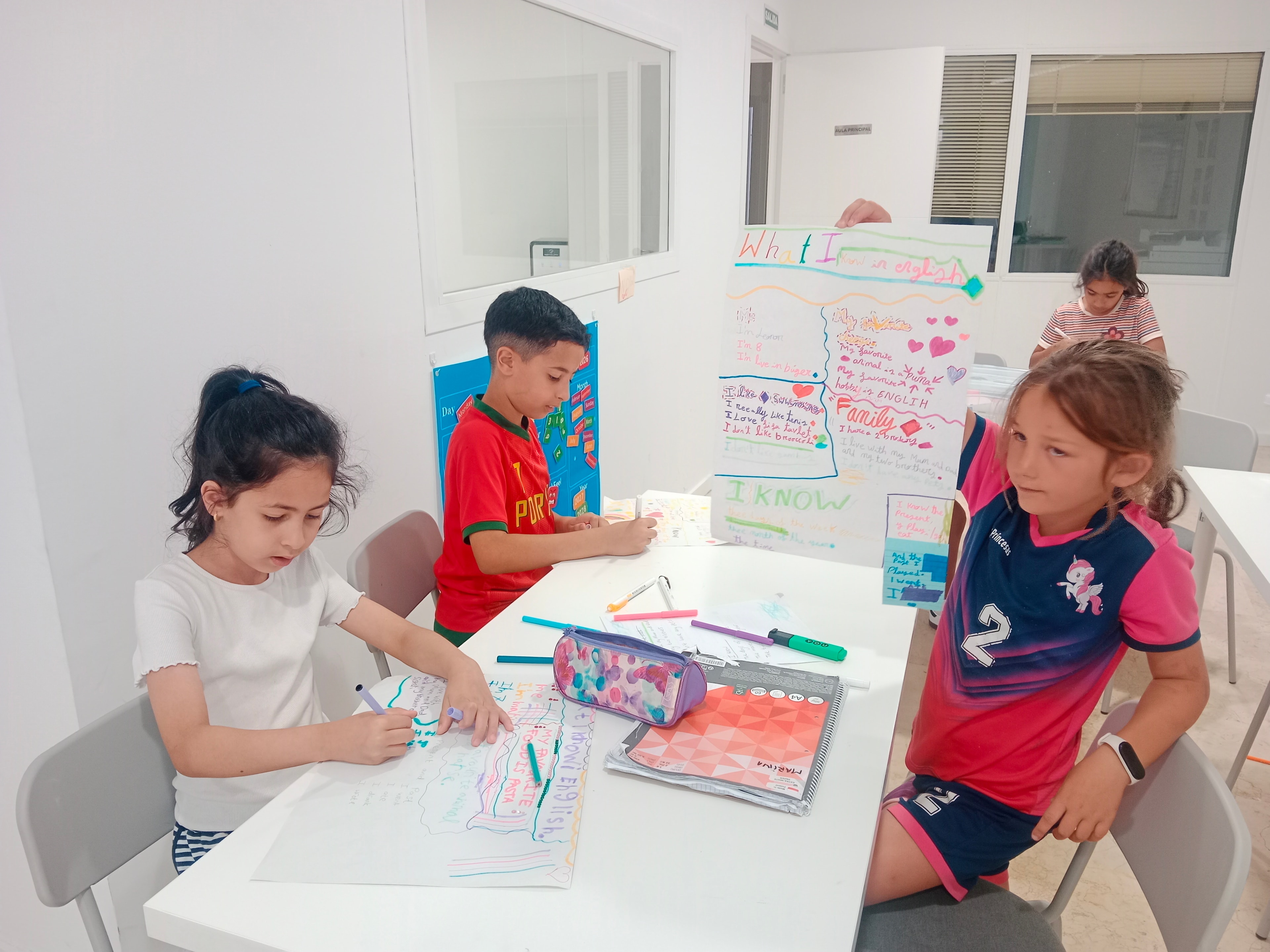 Alumnos aprendiendo inglés